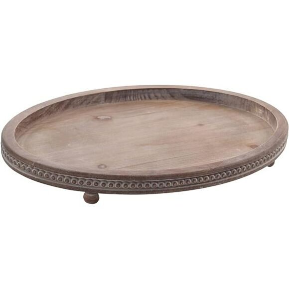 Rustic Oval Wooden Beaded Tray Coffee Table Decor Centerpiece Entryway - Picture 1 of 7